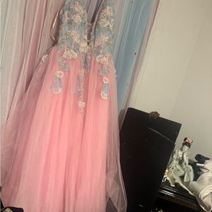 Elegant Pink and Blue Kids Dress